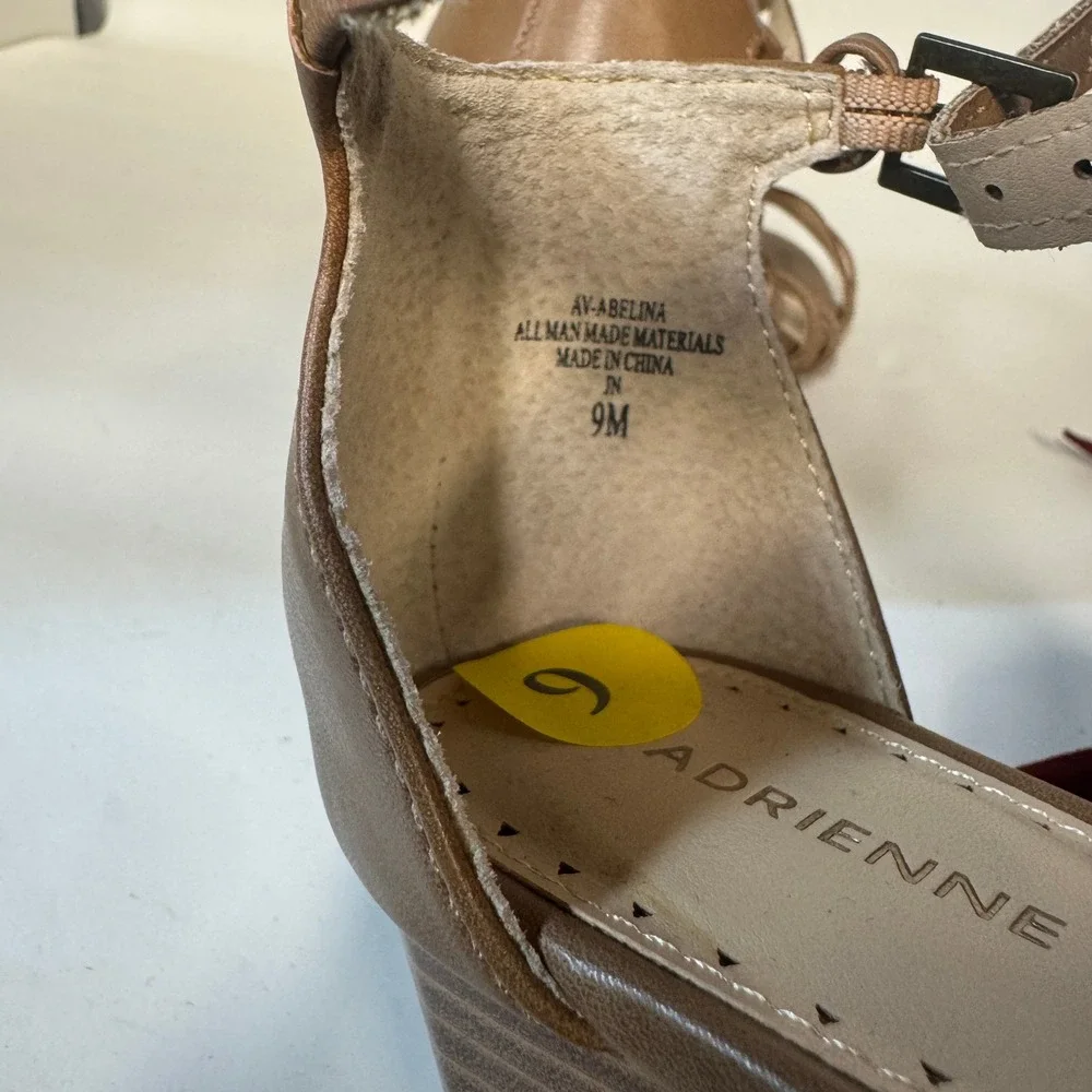 Adrienne Vittadini Abelina Womens Cognac Brown Strappy Wedge Sandals  9M